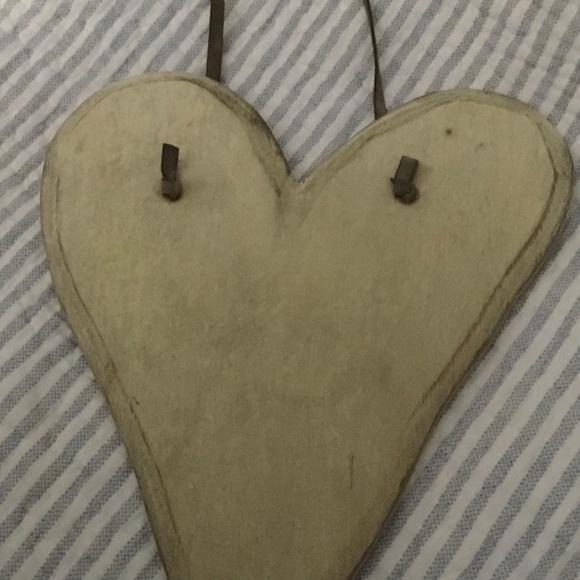 Distressed Painted Wooden Heart with Leather hanger—9 inches long - Picture 12 of 12
